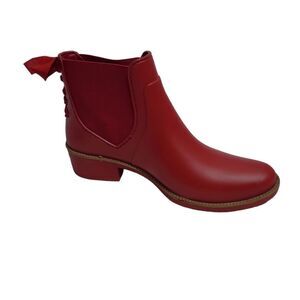 BERNARDO haute red rubber Paxton lace up ankle rain booties‎ boots 10